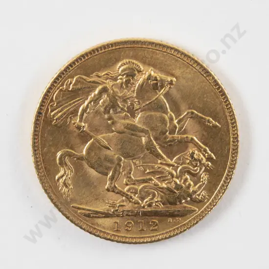 1912 Full Gold Sovereign Melbourne Mint