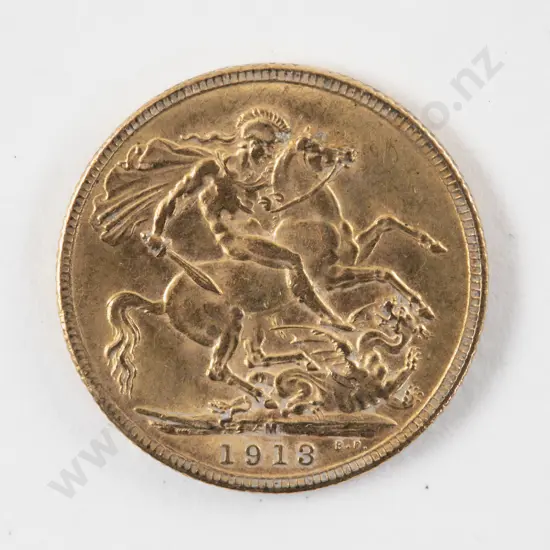1913 Full Gold Sovereign Melbourne Mint