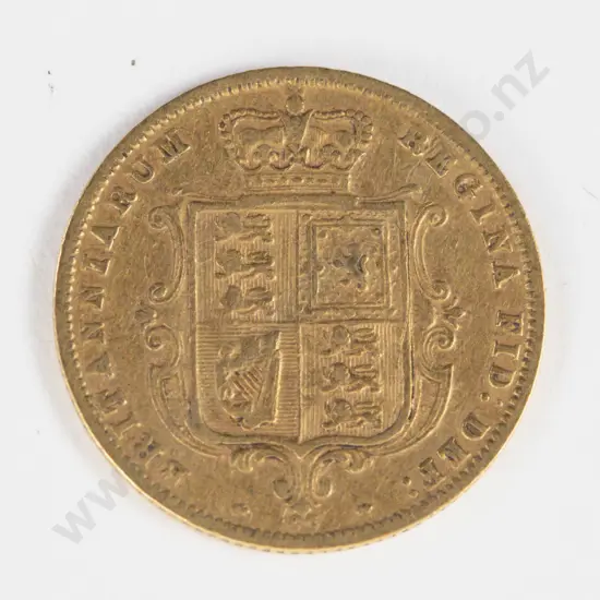 1876 Half Gold Sovereign Shield Back Die 86