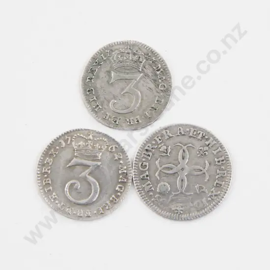 British Coinage Three Charles II & Georgian Silver Coins
