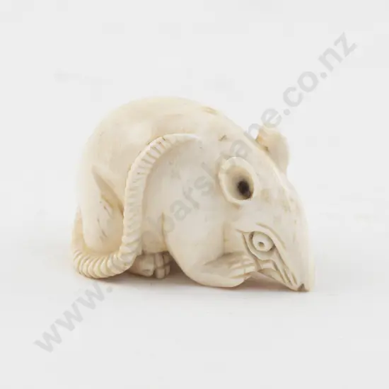Signed Ivory Netsuke of a Rat