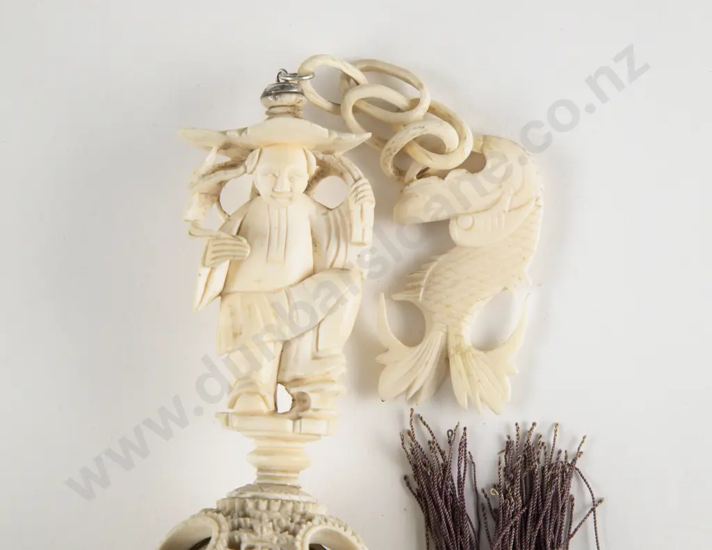 C19th Chinese Hanging Carved Ivory Puzzle Ball Image 1++