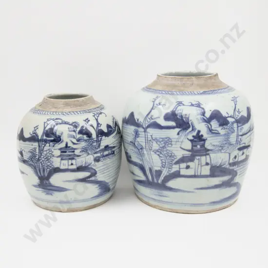 Two C19th Chinese Underglazed Blue Ginger Jars
