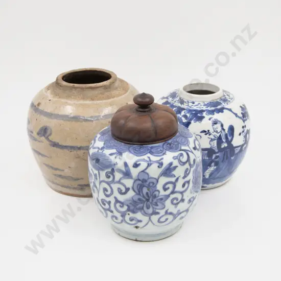 Three Chinese Underglazed Blue Ginger Jars