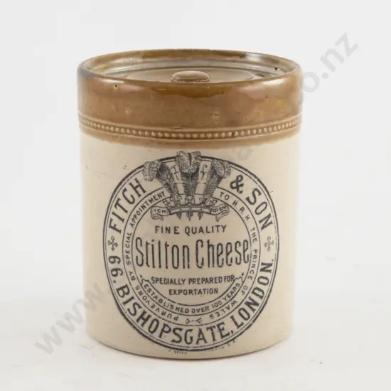 Late C19th Stoneware Fitch and Son Stilton Cheese Jar and Cover