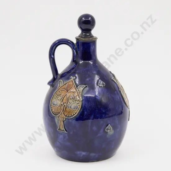 Late C19th Doulton Lambeth Stoneware Whisky Decanter