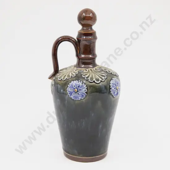 Late C19th Doulton Lambeth Stoneware Whisky Decanter