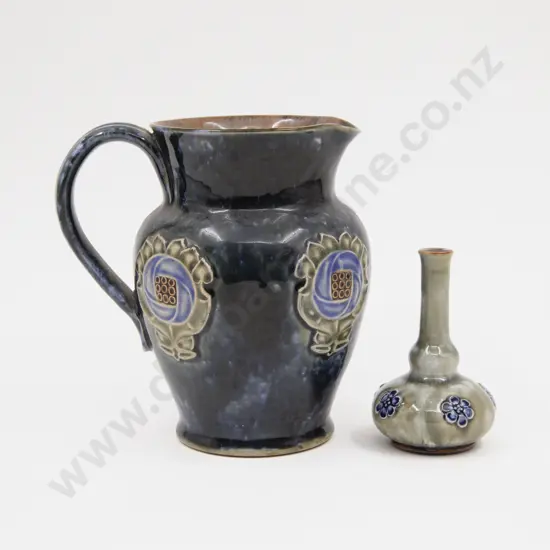 Doulton Stoneware Water Jug and Miniature Specimen Vase
