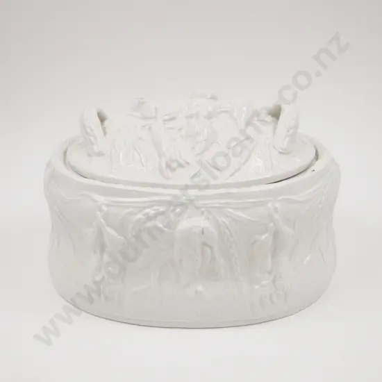 Victorian Type Portmeirion Whiteware Game Pie Dish and Cover