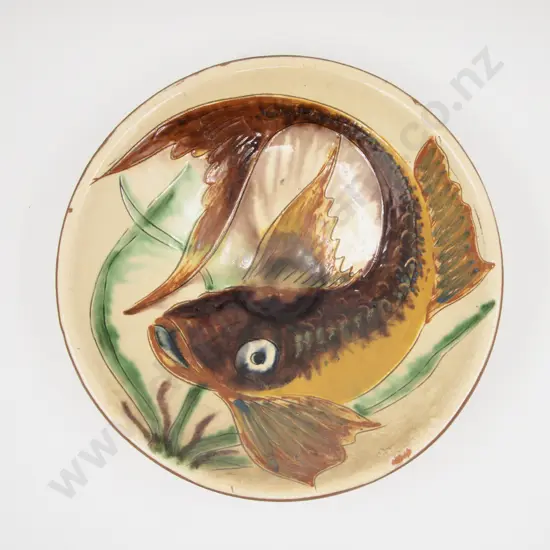 Early C20th European Terracotta Majolica Glazed Dish