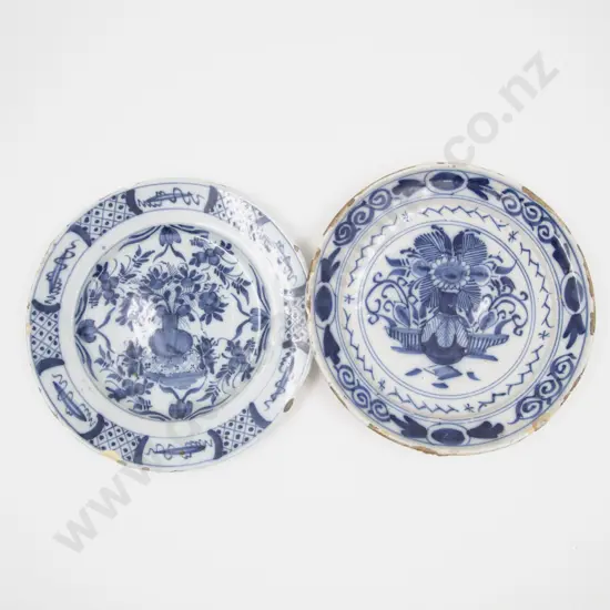 Two C19th European Delft Underglaze Blue Decorated Plates
