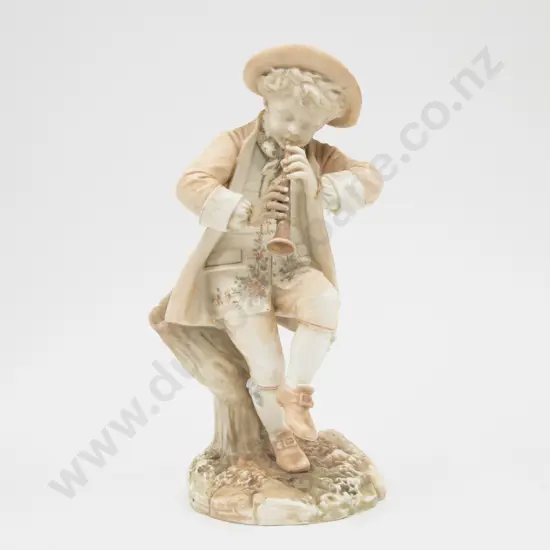 Royal Worcester Spill Vase Figures Young Boy Playing Flute