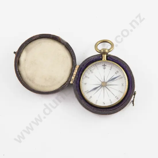 Victorian Leatherette Cased Brass Pocket Compass