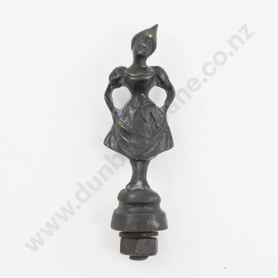 Early C20th Bronze Vessel Finial of Pierrot Style Figure