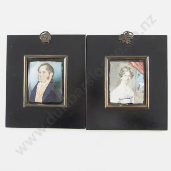 A Pair Of Regency Watercolour Portrait Miniatures of a Lady & Gent