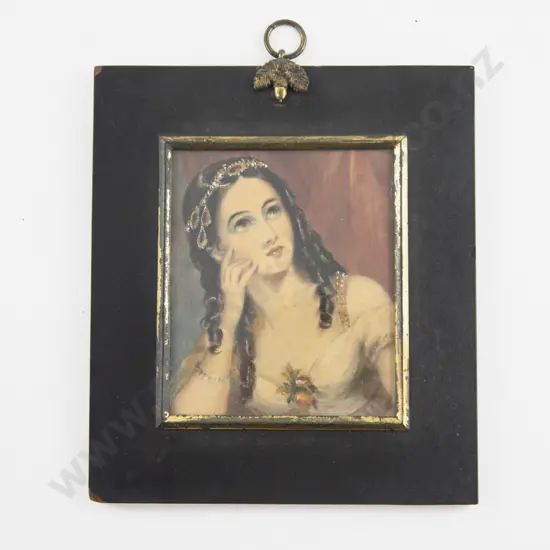 C19th Watercolour Portrait Miniature Of Emma Lady Hamilton