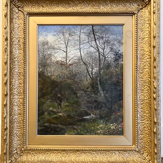 Edward March (British ?) - A Woodland Dell Early March