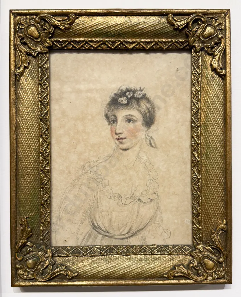 C19th English School Portrait Sketch of a Young Woman Image 1++
