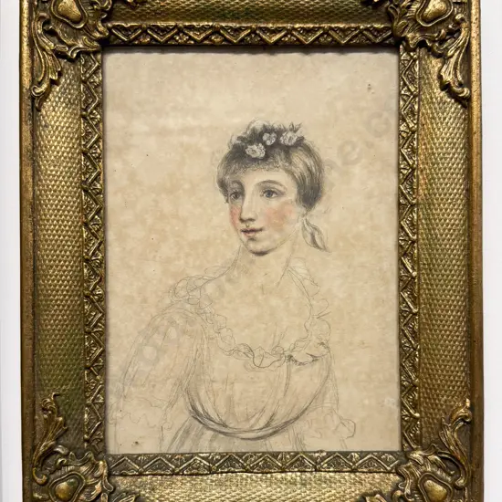 C19th English School Portrait Sketch of a Young Woman