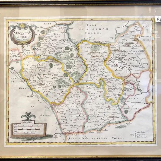 C17th Robert Morden Map of Leicester Shire