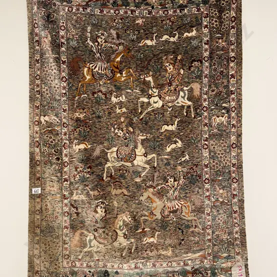 Persian All Silk Picture - Hunting Scene Rug