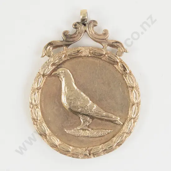 NZ Colonial Dated 1897 9ct Gold Pigeon Shooting Medal