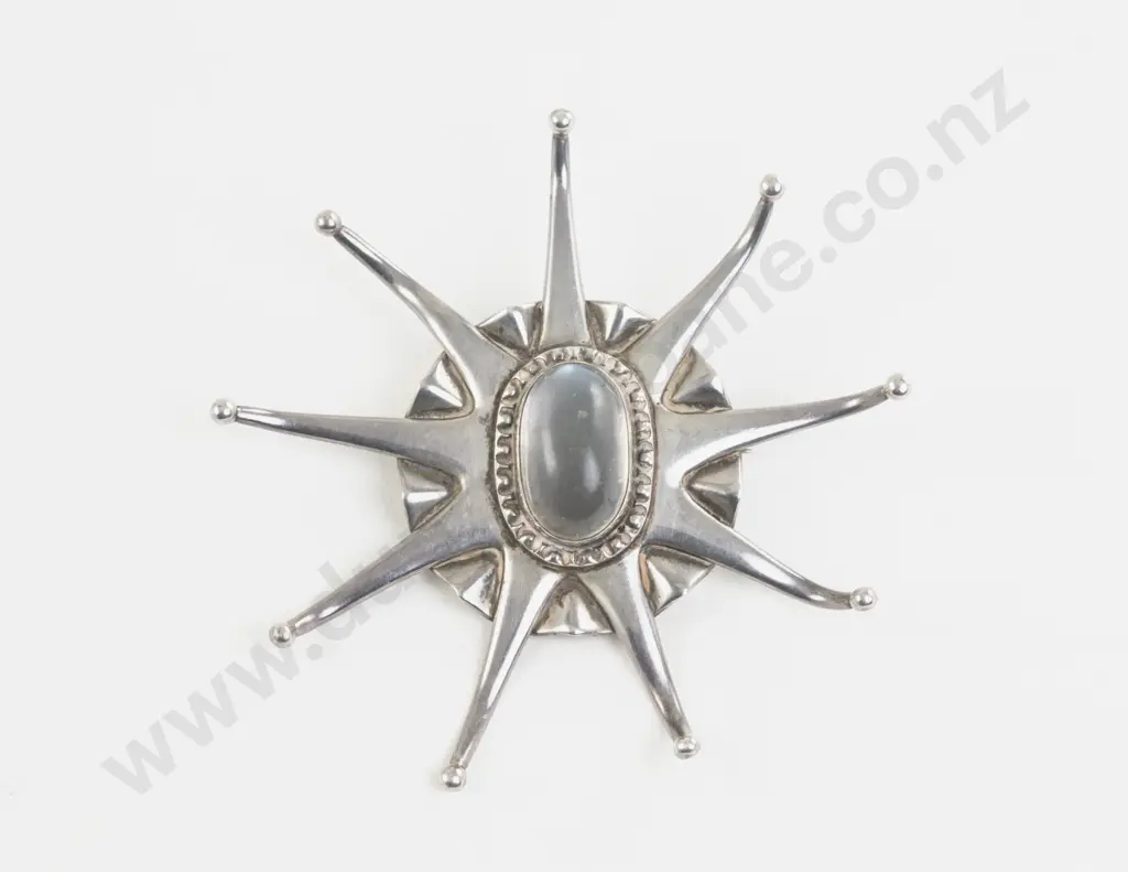 Anthony Hawksley British (1921-1991) S/S Single Moonstone Star Brooch Image 1++