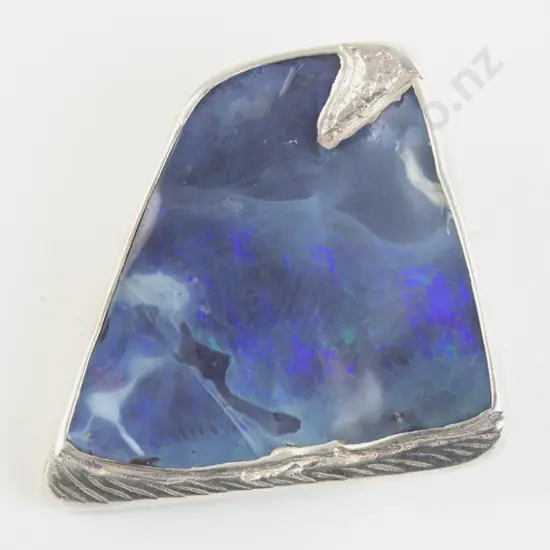 S/S Framed Large Single Opal Pendant