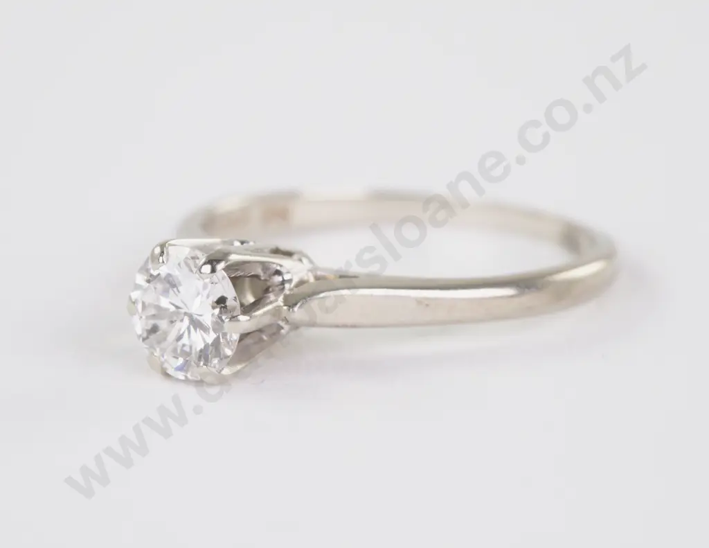 18ct White Gold Solitaire Diamond Ring Image 1++