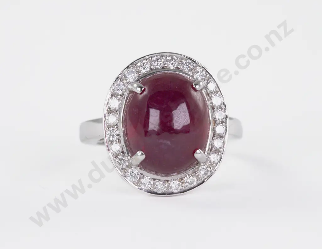 18ct White Gold 25Stone Ruby and Diamond Cluster Ring Image 1++