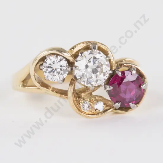 18ct Five Stone Ruby and Diamond Dress Ring