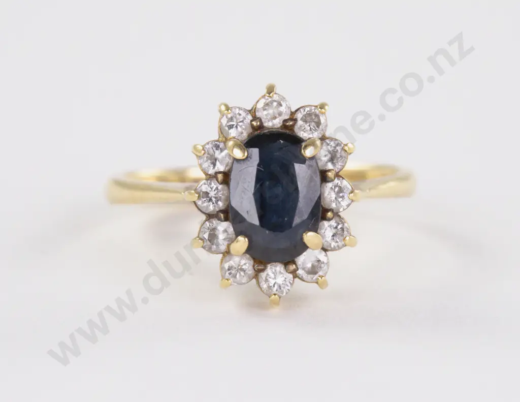 18ct 13Stone Sapphire and Diamond Cluster Ring Image 1++