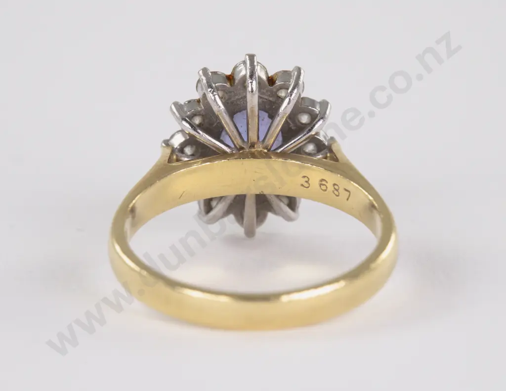 18ct 13Stone Tanzanite and Diamond Cluster Ring Image 1++