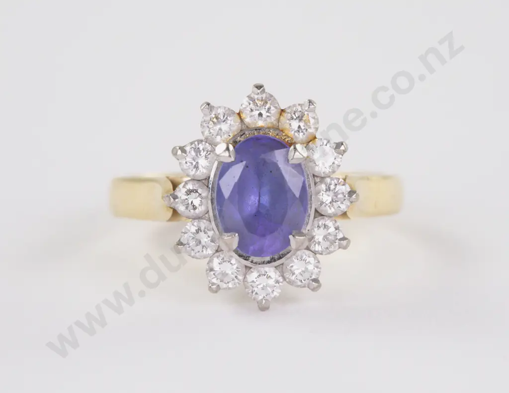 18ct 13Stone Tanzanite and Diamond Cluster Ring Image 1++