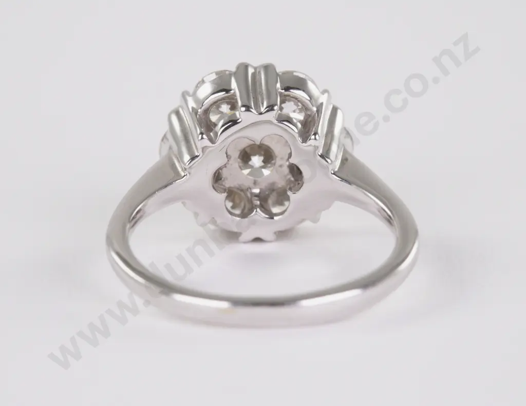 18ct White Gold Seven Stone Diamond Cluster Ring Image 1++