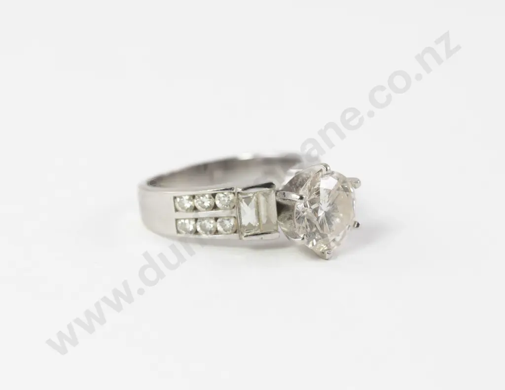18ct White Gold Solitaire Diamond Ring Image 1++
