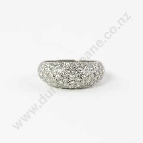 18ct White Gold Multi Stone Diamond Dome Cluster Ring