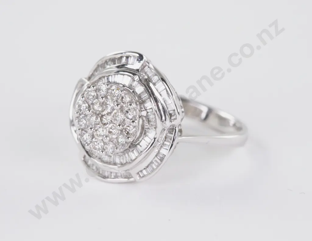 9ct White Gold 102Stone Diamond Cluster Ring Image 1++