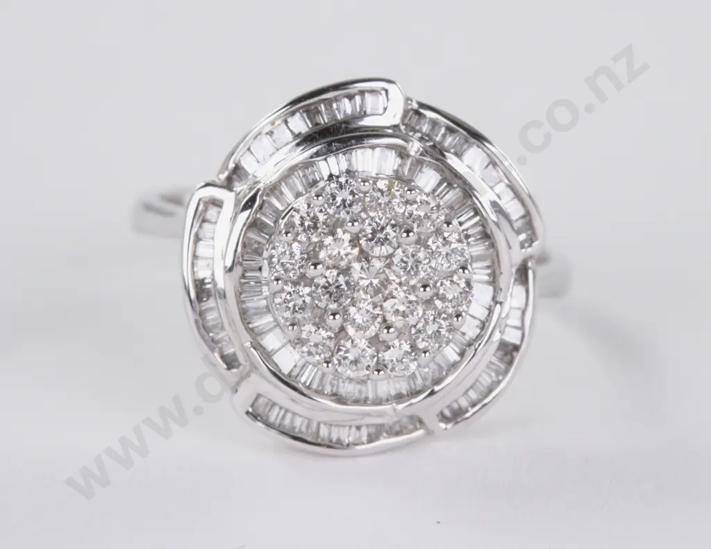 9ct White Gold 102Stone Diamond Cluster Ring Image 1++