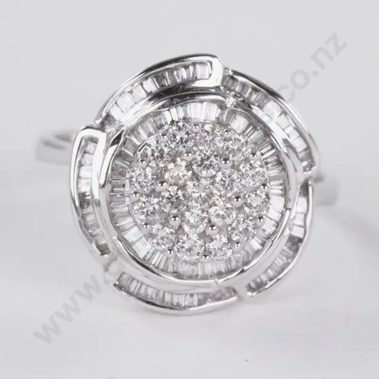 9ct White Gold 102Stone Diamond Cluster Ring