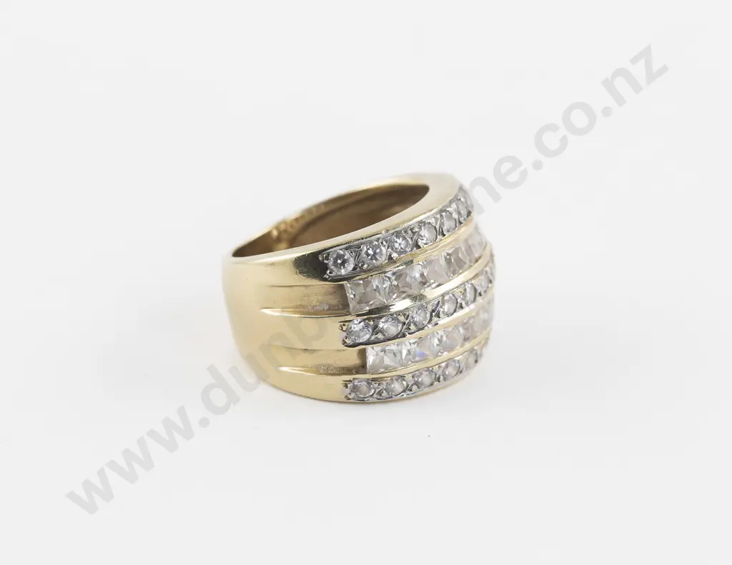 14ct 41Stone Cubic Zirconia Cluster Band Ring Image 1++