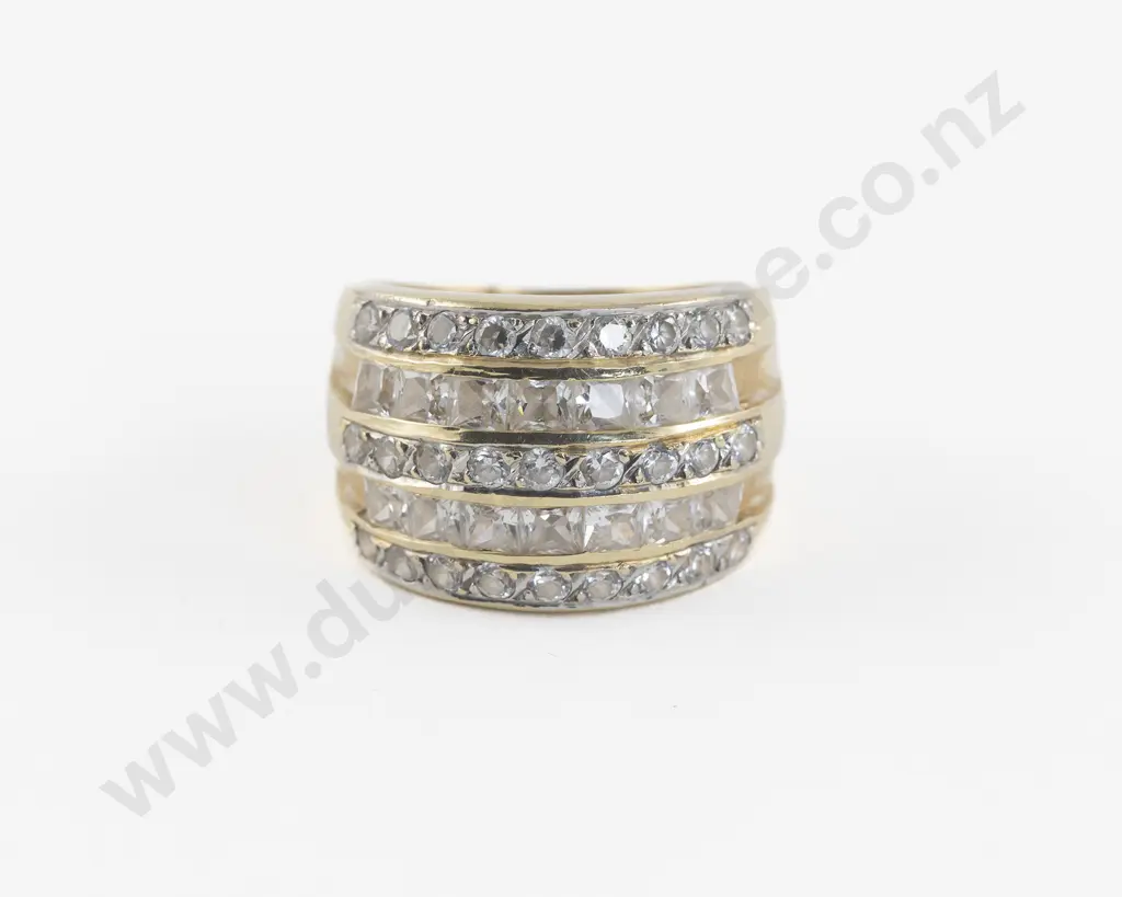 14ct 41Stone Cubic Zirconia Cluster Band Ring Image 1++