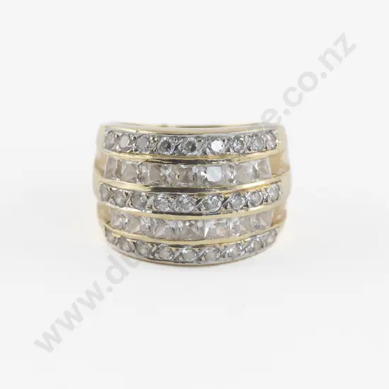 14ct 41Stone Cubic Zirconia Cluster Band Ring