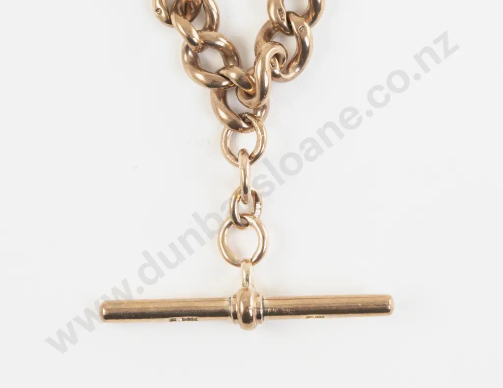 9ct Rose Gold Curb Link Albert Chain Image 1++