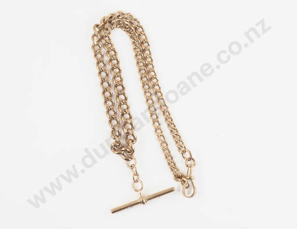 9ct Rose Gold Curb Link Albert Chain Image 1++
