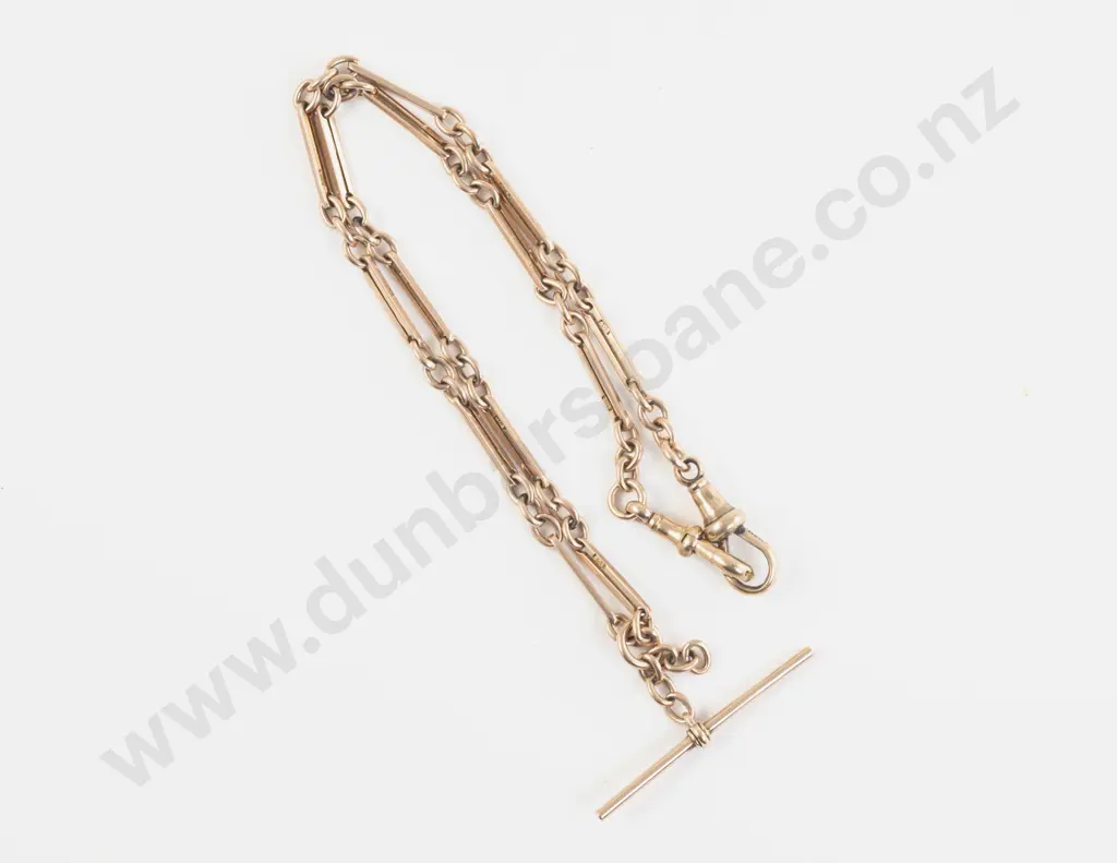9ct Rail and Trace Link Albert Neck Chain Image 1++
