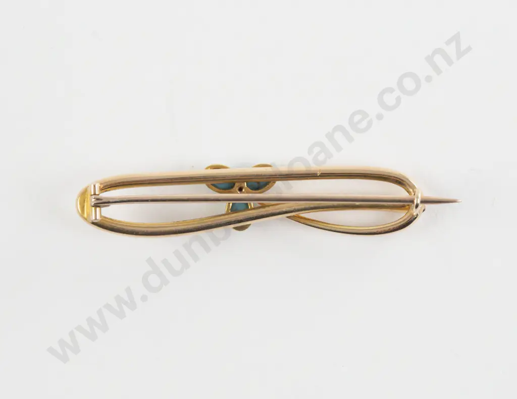 Victorian 15ct Diamond and Turquoise Bar Brooch Image 1++