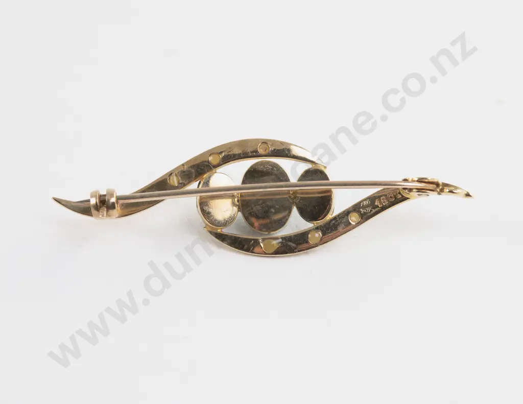 18ct Turquoise and Pearl Bar Brooch Image 1++