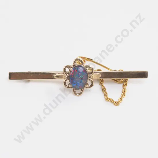 9ct Single Opal Bar Brooch