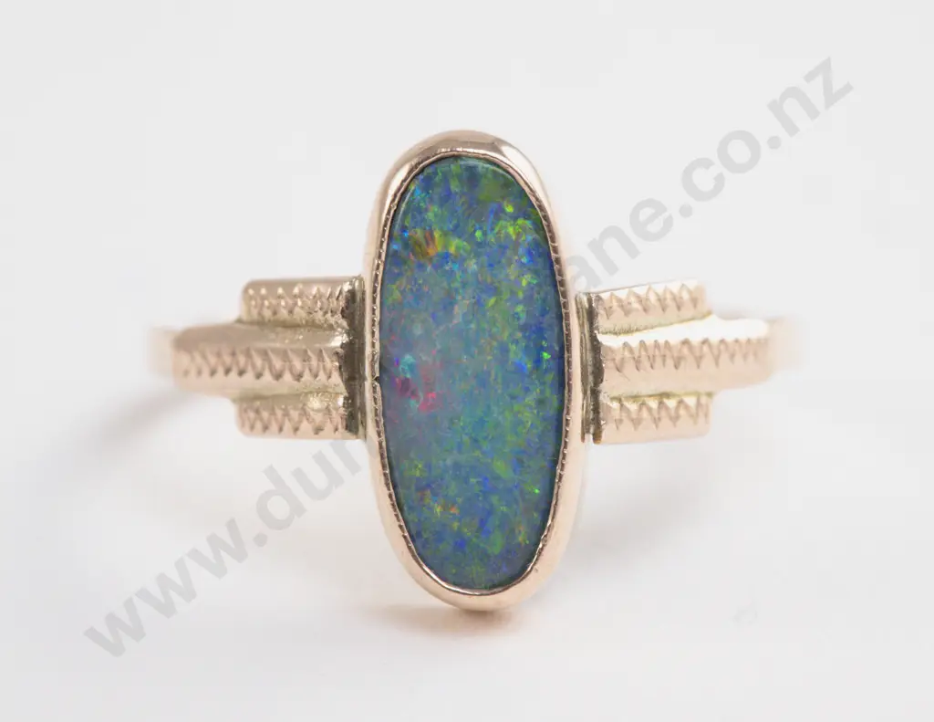9ct Single Opal Ring and Bar Brooch Image 1++
